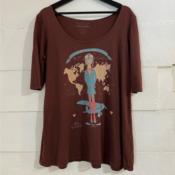 Amelia Earhart All-Cotton Tee, M, Blue Platypus - Picture 1 of 6